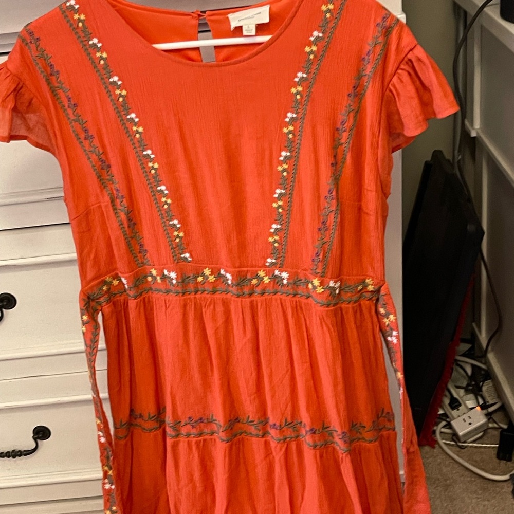 Orange Creek Vibrant Long Dress with Floral Details Large